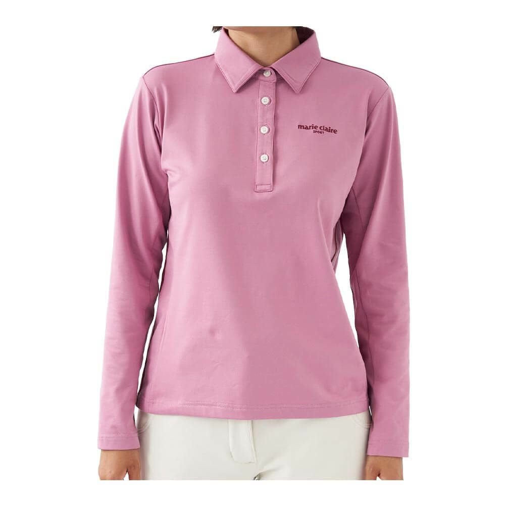 マリクレール marie claire　レディース 裏起毛 長袖 ポロシャツ 733-571 ピンク