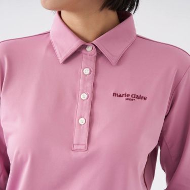 マリクレール marie claire　レディース 裏起毛 長袖 ポロシャツ 733-571 ピンク 詳細3