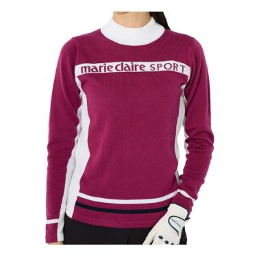 マリクレール marie claire　レディース 配色切替 長袖 ハイネック セーター 733-700 ピンク