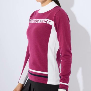 マリクレール marie claire　レディース 配色切替 長袖 ハイネック セーター 733-700 ピンク 詳細2