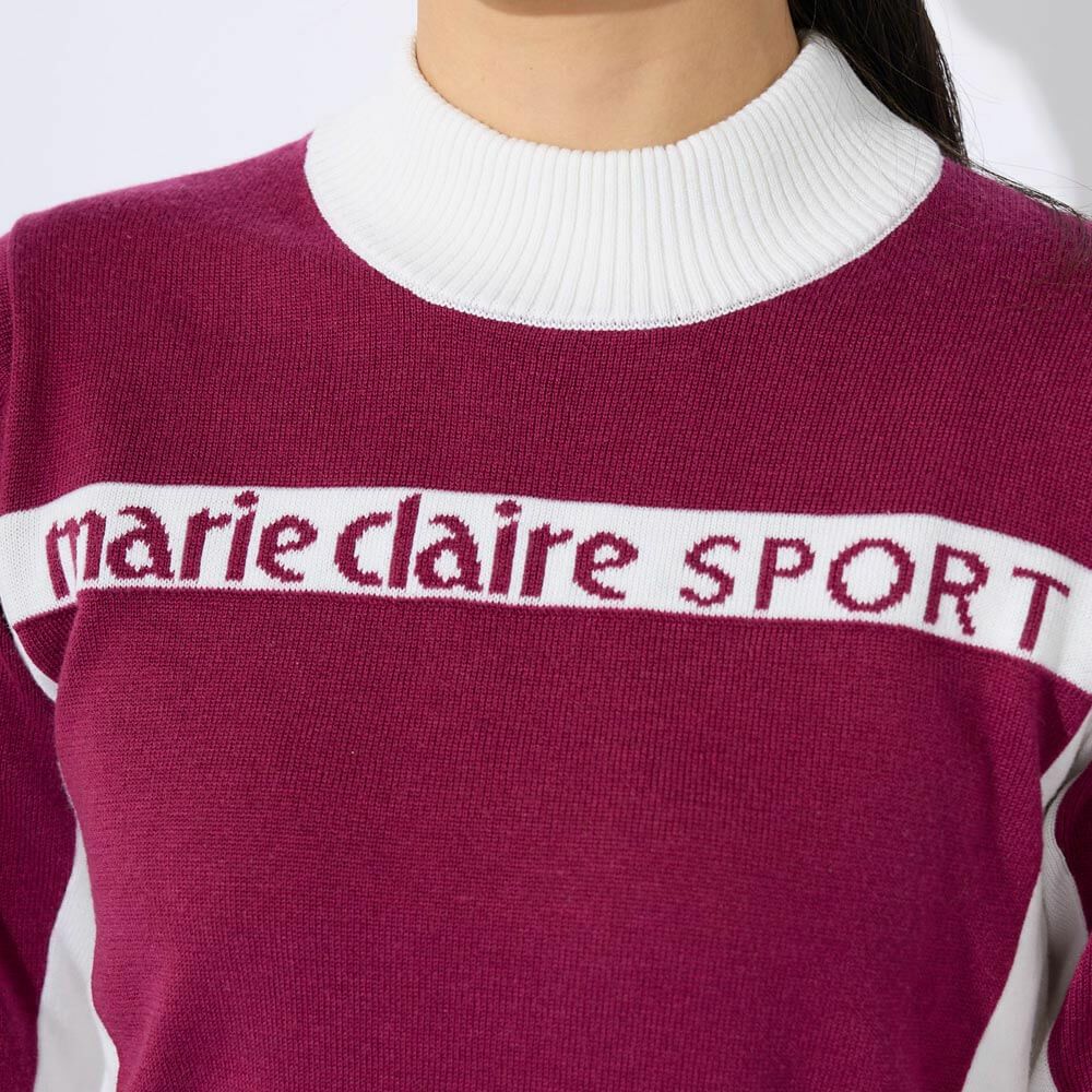マリクレール marie claire　レディース 配色切替 長袖 ハイネック セーター 733-700 ピンク 詳細3