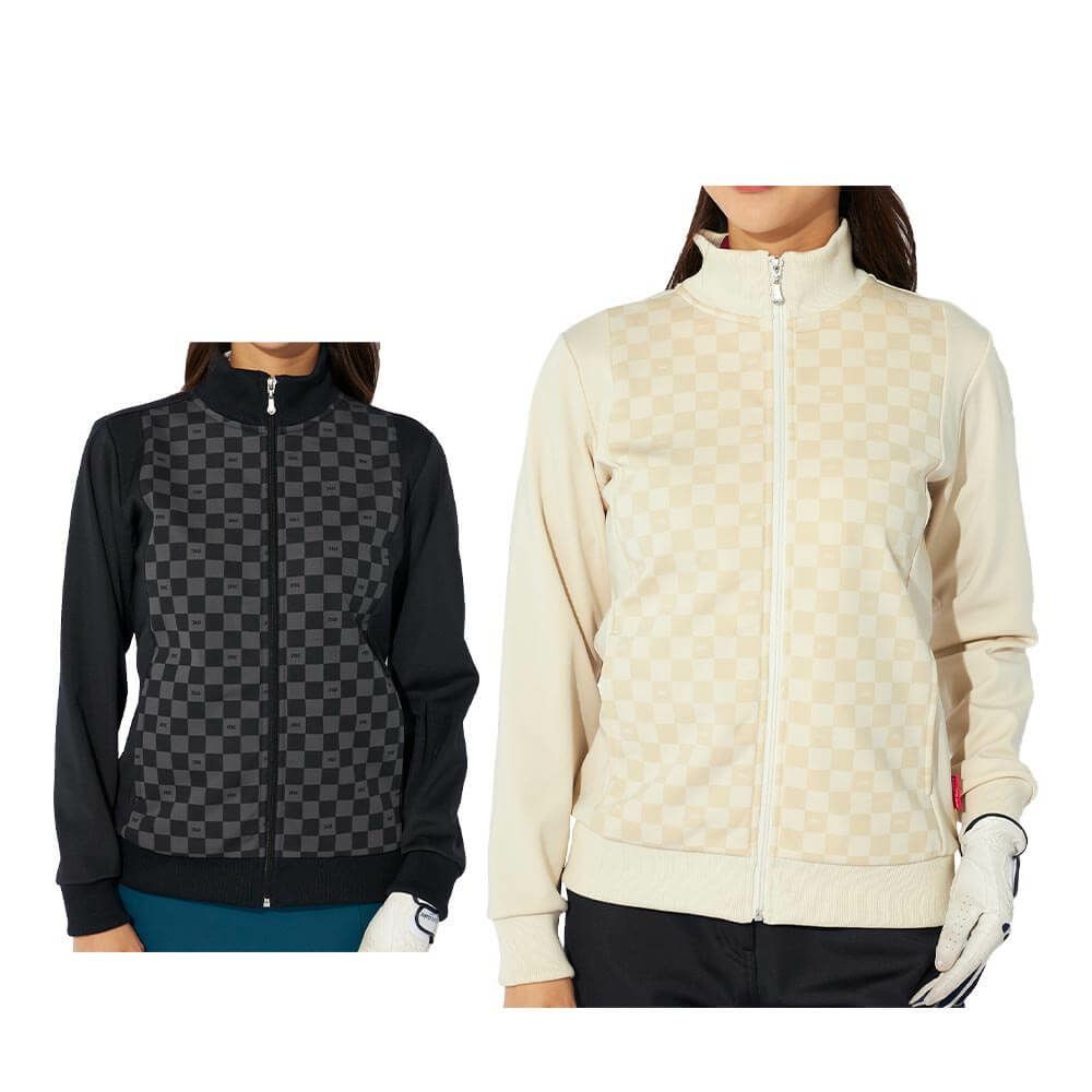 マリクレール marie claire　レディース ブロック柄 長袖 フルジップ ブルゾン 734-223　2024年モデル