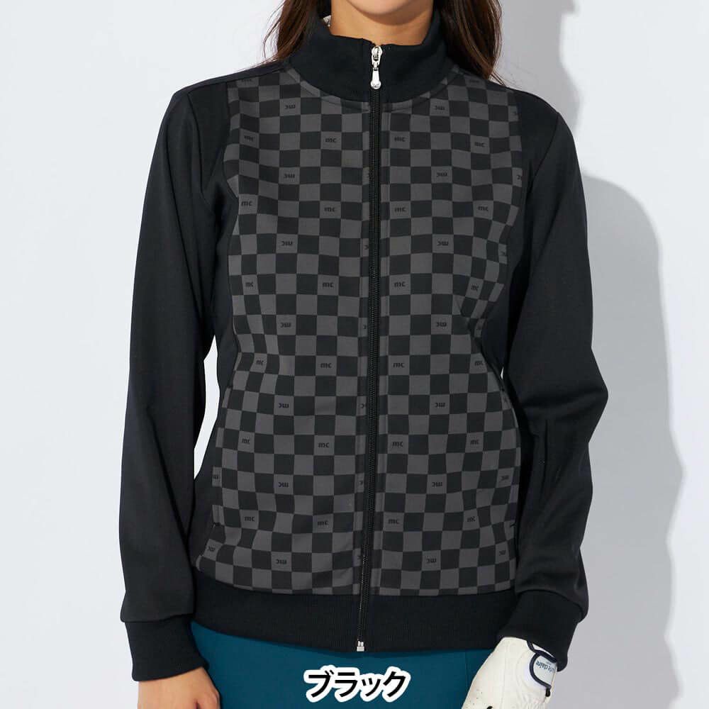 マリクレール marie claire　レディース ブロック柄 長袖 フルジップ ブルゾン 734-223　2024年モデル ブラック 詳細1