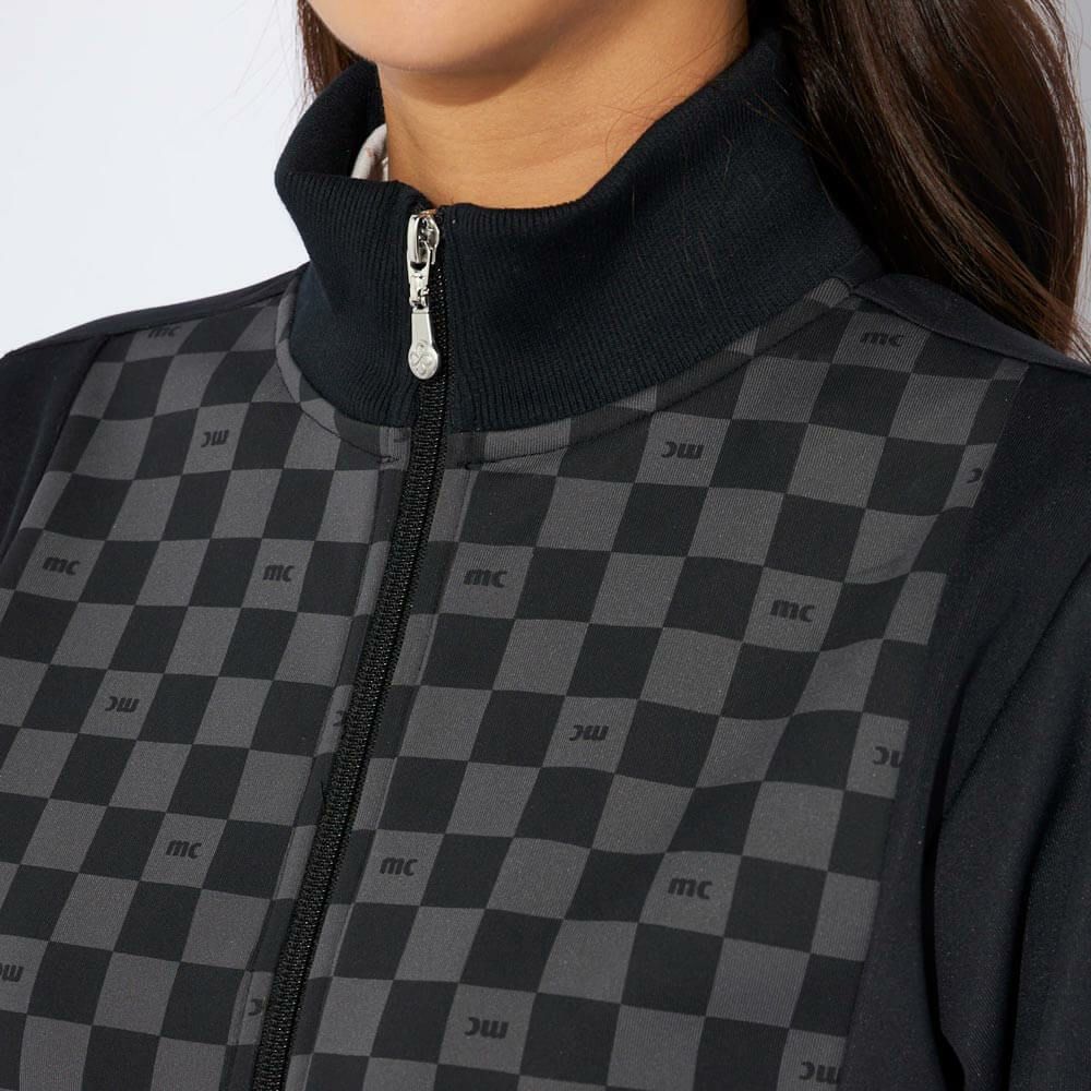 マリクレール marie claire　レディース ブロック柄 長袖 フルジップ ブルゾン 734-223　2024年モデル ブラック 詳細4