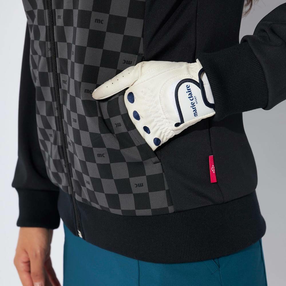 マリクレール marie claire　レディース ブロック柄 長袖 フルジップ ブルゾン 734-223　2024年モデル ブラック 詳細5