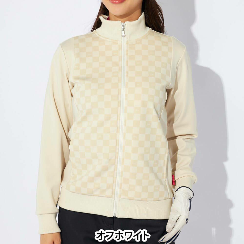 マリクレール marie claire　レディース ブロック柄 長袖 フルジップ ブルゾン 734-223　2024年モデル オフホワイト 詳細1