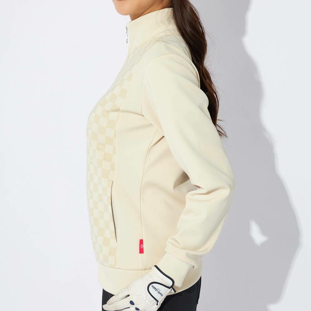 マリクレール marie claire　レディース ブロック柄 長袖 フルジップ ブルゾン 734-223　2024年モデル オフホワイト 詳細3