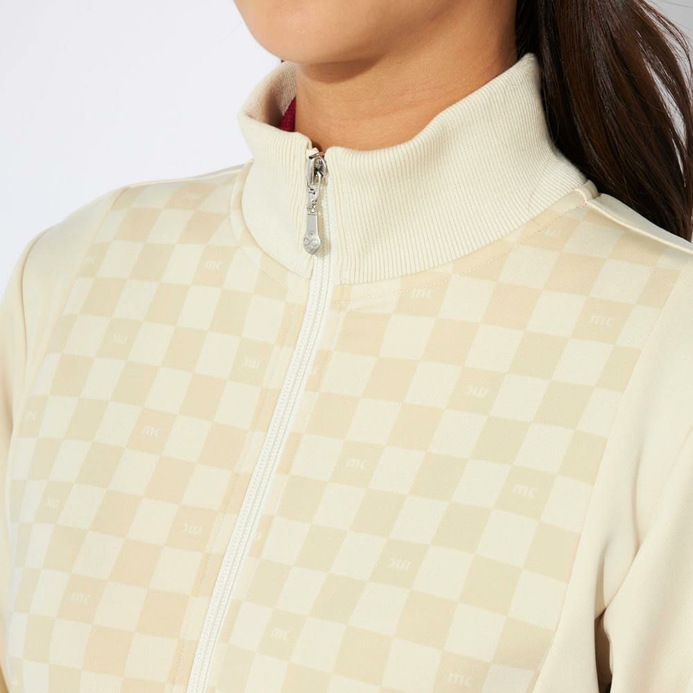 マリクレール marie claire　レディース ブロック柄 長袖 フルジップ ブルゾン 734-223　2024年モデル オフホワイト 詳細4