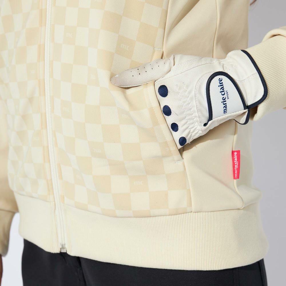 マリクレール marie claire　レディース ブロック柄 長袖 フルジップ ブルゾン 734-223　2024年モデル オフホワイト 詳細5