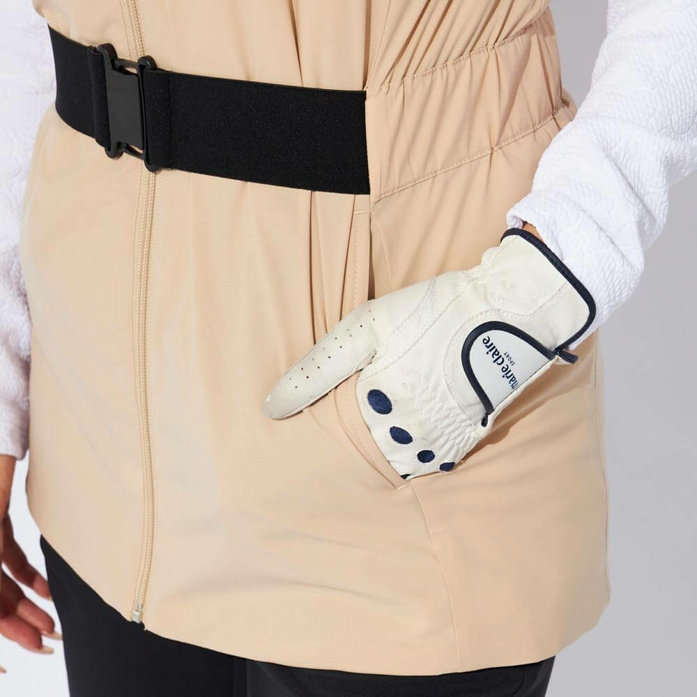 マリクレール marie claire　レディース 薄中綿 チュニック ベスト 734-227　2024年モデル ライトベージュ 画像2(ALT)