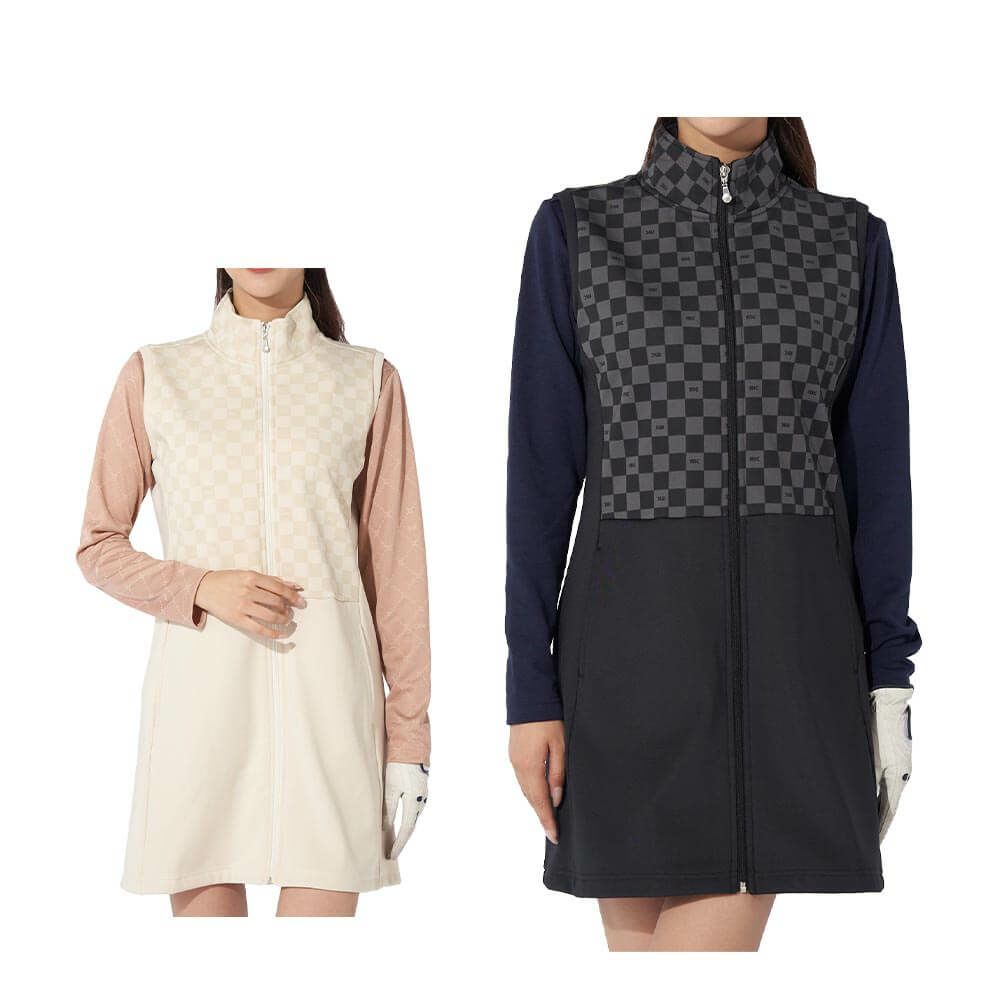 マリクレール marie claire　レディース ブロック柄 ワンピース ベスト 734-424　2024年モデル 詳細1