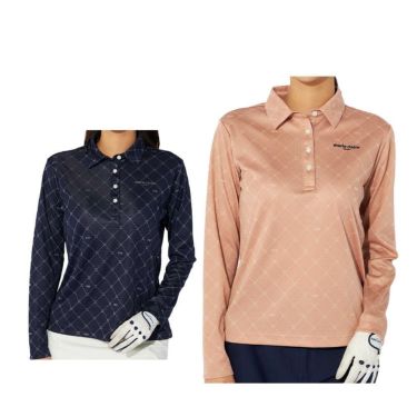 マリクレール marie claire　レディース ロゴジャガード 長袖 ポロシャツ 734-525　2024年モデル 詳細1