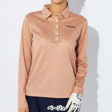 マリクレール marie claire　レディース ロゴジャガード 長袖 ポロシャツ 734-525　2024年モデル 詳細1 画像2(ALT)