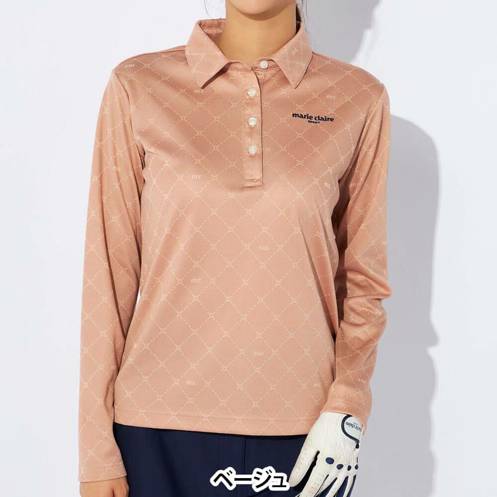 マリクレール marie claire　レディース ロゴジャガード 長袖 ポロシャツ 734-525　2024年モデル 詳細1 画像2(ALT)