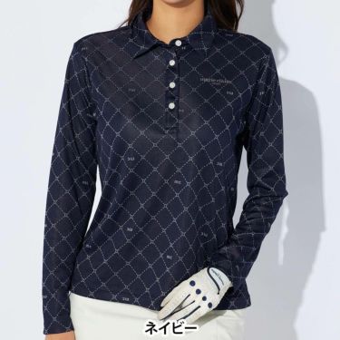 マリクレール marie claire　レディース ロゴジャガード 長袖 ポロシャツ 734-525　2024年モデル 詳細1 画像2(ALT)