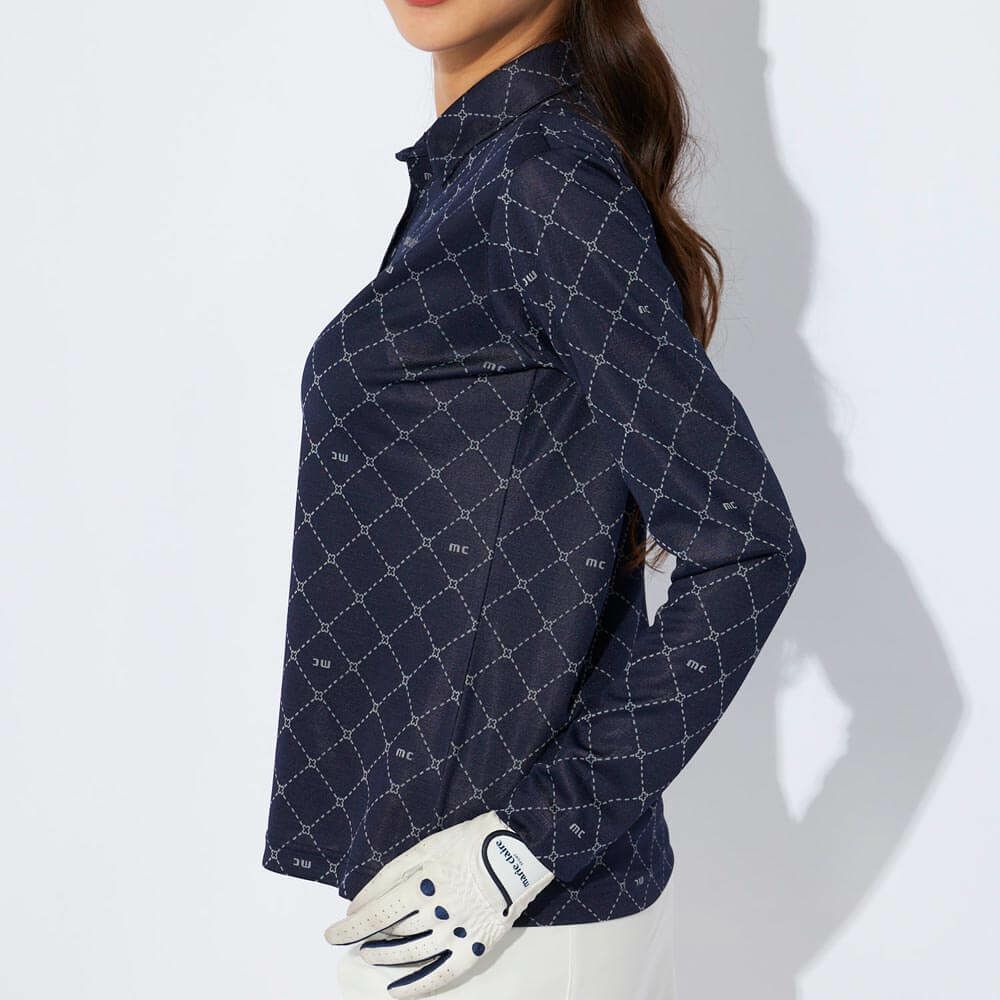 マリクレール marie claire　レディース ロゴジャガード 長袖 ポロシャツ 734-525　2024年モデル 詳細1 画像2(ALT)