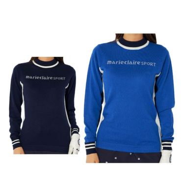 マリクレール marie claire　レディース 配色切替 長袖 モックネック セーター 734-720　2024年モデル 詳細1