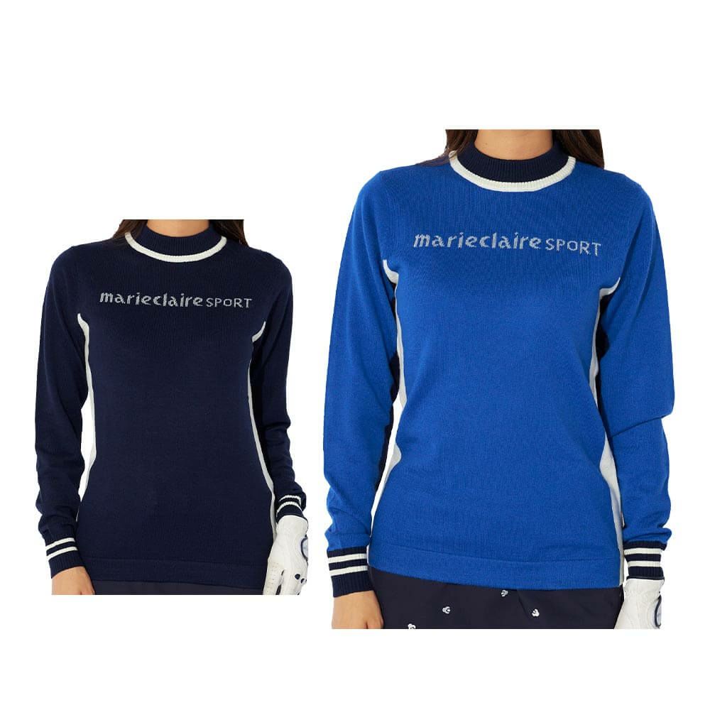 マリクレール marie claire　レディース 配色切替 長袖 モックネック セーター 734-720　2024年モデル 詳細1