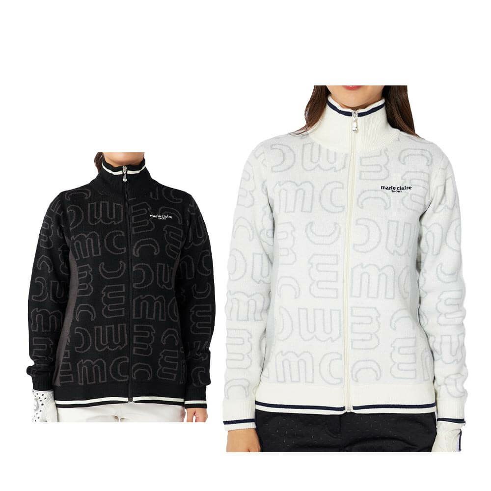 マリクレール marie claire　レディース ロゴジャガード 長袖 フルジップ セーター 734-723　2024年モデル 詳細1