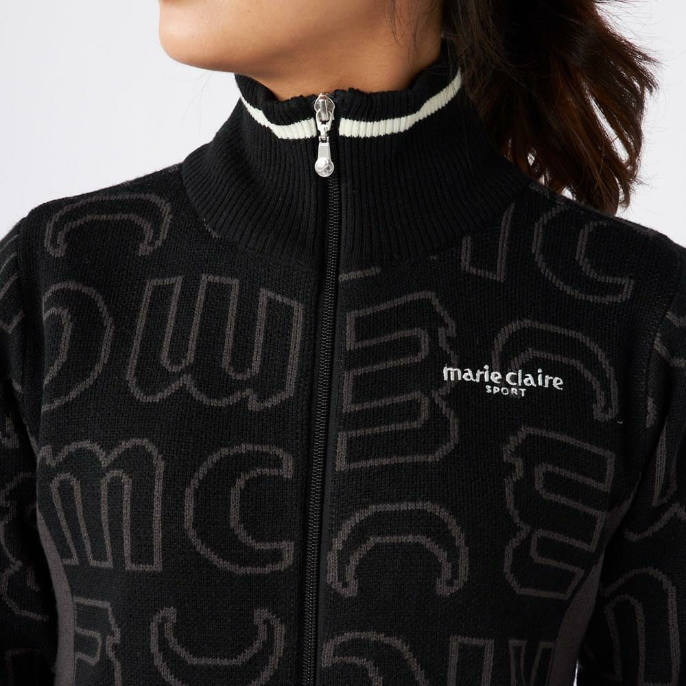 マリクレール marie claire　レディース ロゴジャガード 長袖 フルジップ セーター 734-723　2024年モデル 詳細1 画像2(ALT)