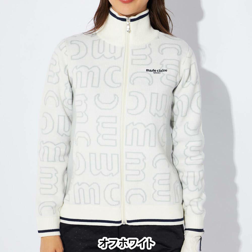 マリクレール marie claire　レディース ロゴジャガード 長袖 フルジップ セーター 734-723　2024年モデル 詳細1 画像2(ALT)