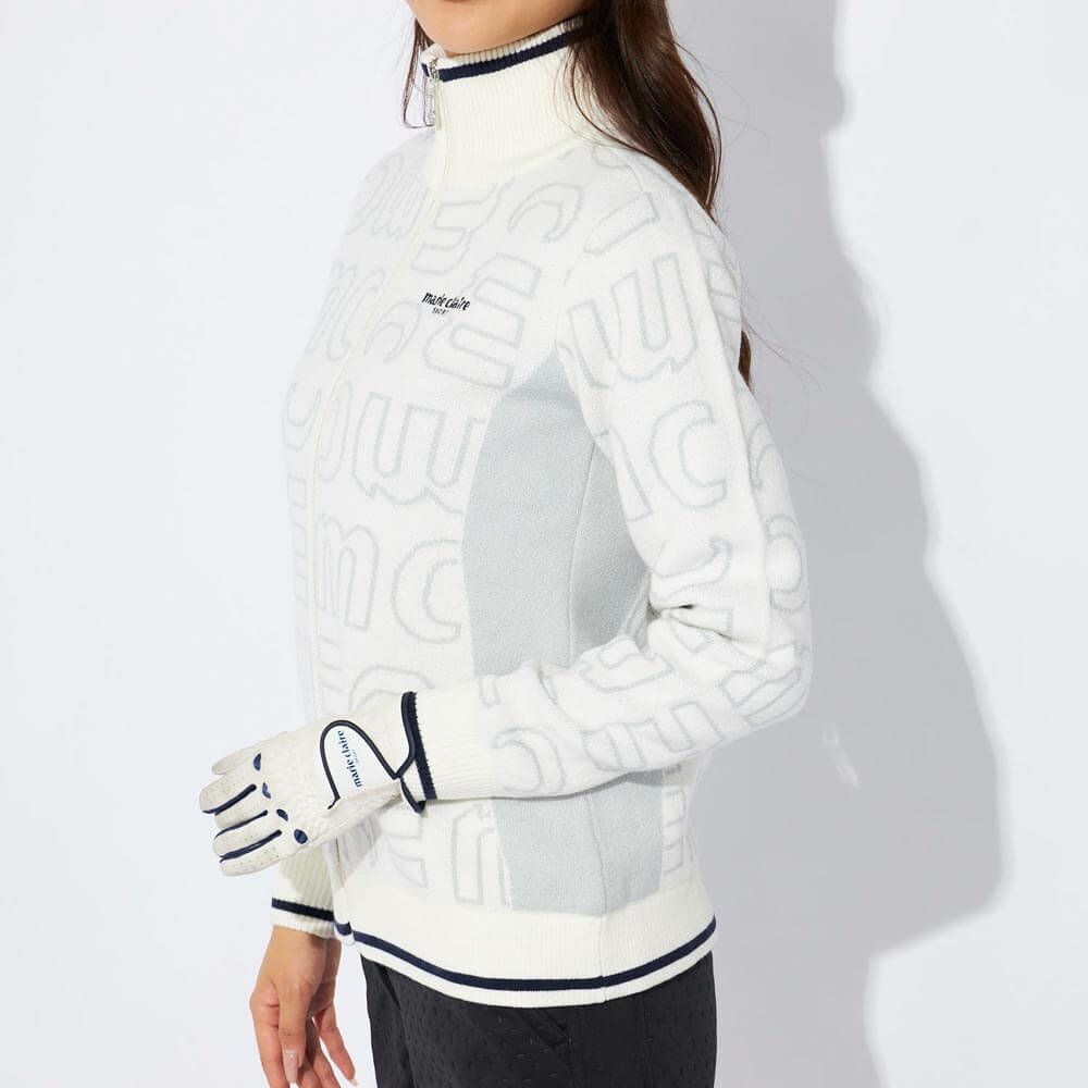マリクレール marie claire　レディース ロゴジャガード 長袖 フルジップ セーター 734-723　2024年モデル 詳細1 画像2(ALT)