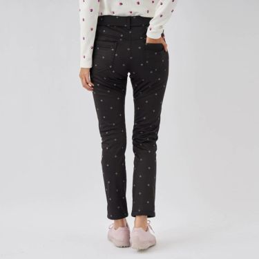 マリクレール marie claire　レディース 幾何小花柄 ストレッチ ボンディング ロングパンツ 733-305 [裾上げ対応1] ブラック 画像2(ALT)