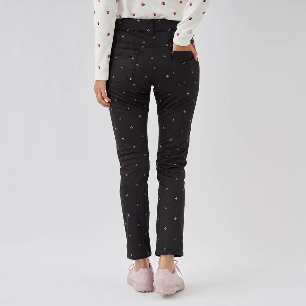 マリクレール marie claire　レディース 幾何小花柄 ストレッチ ボンディング ロングパンツ 733-305 [裾上げ対応1] ブラック 画像2(ALT)