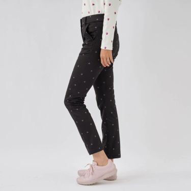 マリクレール marie claire　レディース 幾何小花柄 ストレッチ ボンディング ロングパンツ 733-305 [裾上げ対応1] ブラック 画像2(ALT)