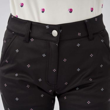 マリクレール marie claire　レディース 幾何小花柄 ストレッチ ボンディング ロングパンツ 733-305 [裾上げ対応1] ブラック 画像2(ALT)