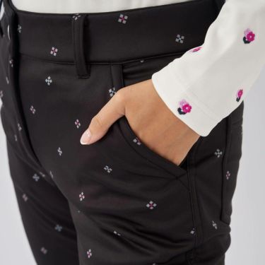 マリクレール marie claire　レディース 幾何小花柄 ストレッチ ボンディング ロングパンツ 733-305 [裾上げ対応1] ブラック 画像2(ALT)