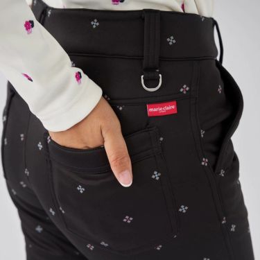 マリクレール marie claire　レディース 幾何小花柄 ストレッチ ボンディング ロングパンツ 733-305 [裾上げ対応1] ブラック 画像2(ALT)