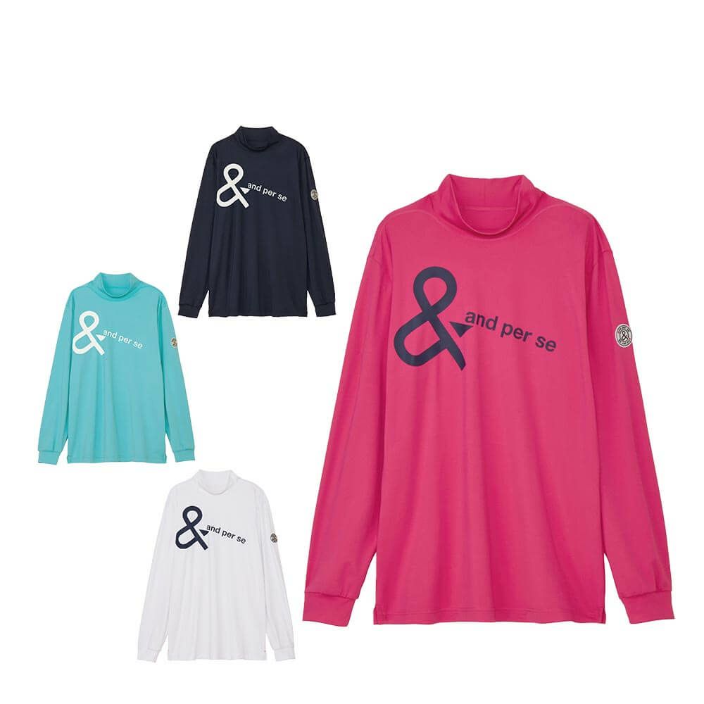 アンパスィ and per se　メンズ ロゴプリント 長袖 モックネック シャツ AMF9225W2　2025年モデル 詳細1