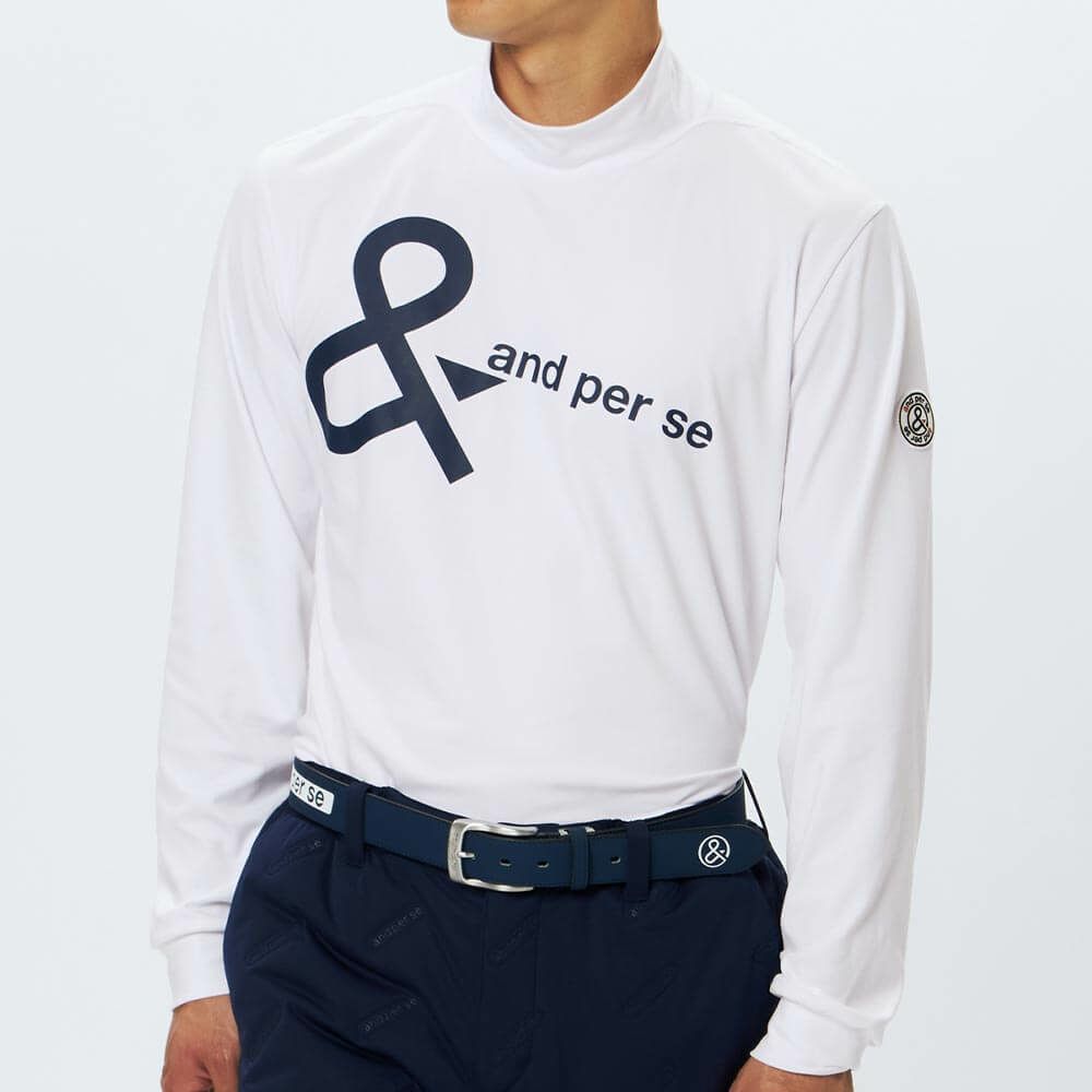 アンパスィ and per se　メンズ ロゴプリント 長袖 モックネック シャツ AMF9225W2　2025年モデル 画像2(ALT)