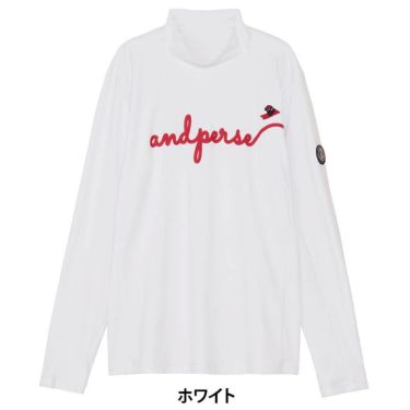 アンパスィ and per se　レディース ストレッチ ロゴプリント 長袖 モックネック シャツ AFF9225W2　2025年モデル 画像2(ALT)