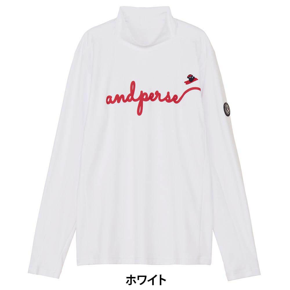 アンパスィ and per se　レディース ストレッチ ロゴプリント 長袖 モックネック シャツ AFF9225W2　2025年モデル 画像2(ALT)