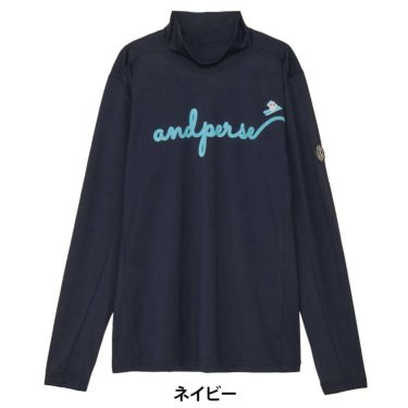 アンパスィ and per se　レディース ストレッチ ロゴプリント 長袖 モックネック シャツ AFF9225W2　2025年モデル 画像2(ALT)