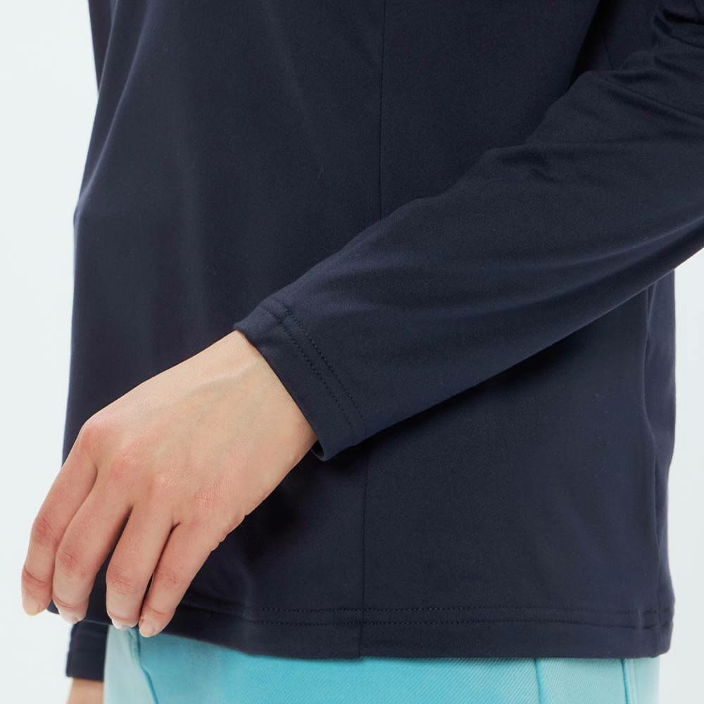 アンパスィ and per se　レディース ストレッチ ロゴプリント 長袖 モックネック シャツ AFF9225W2　2025年モデル 画像2(ALT)