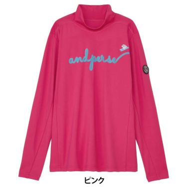 アンパスィ and per se　レディース ストレッチ ロゴプリント 長袖 モックネック シャツ AFF9225W2　2025年モデル 画像2(ALT)