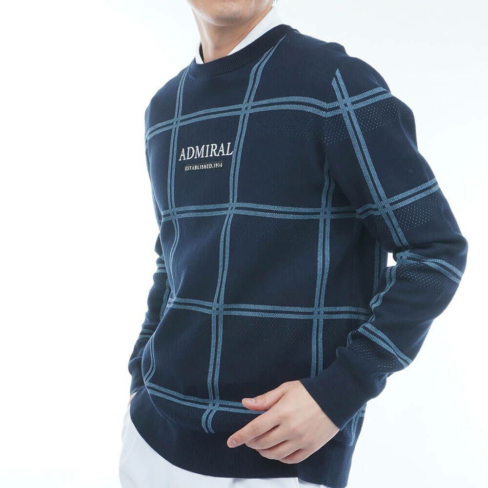 アドミラル Admiral　メンズ ウィンドウペン 長袖 クルーネック セーター ADMA558　2025年モデル 詳細12