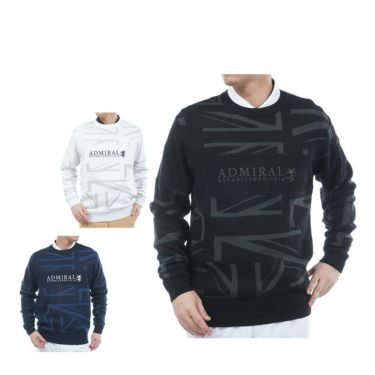 アドミラル Admiral メンズ 軽量 ロゴモチーフ 編地柄 長袖 クルー