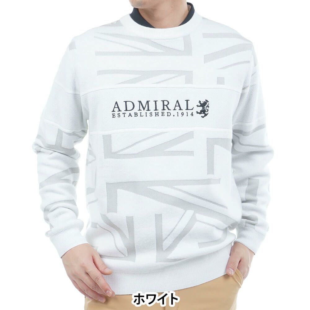 アドミラル Admiral　メンズ UJジャガード 長袖 クルーネック セーター ADMA564　2025年モデル ホワイト