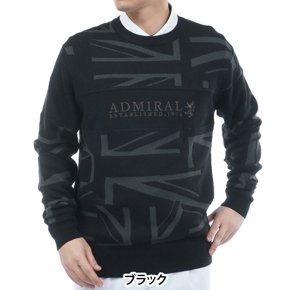 アドミラル Admiral　メンズ UJジャガード 長袖 クルーネック セーター ADMA564　2025年モデル ブラック
