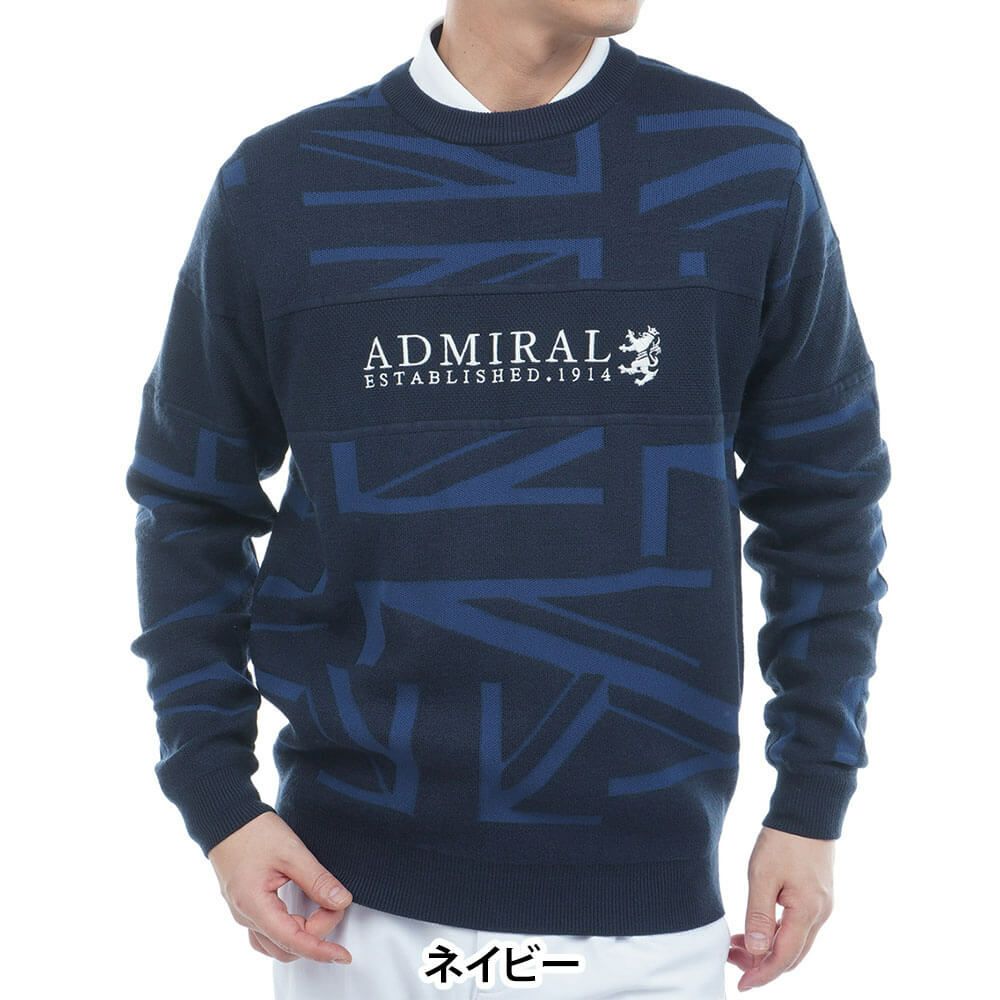 アドミラル Admiral　メンズ UJジャガード 長袖 クルーネック セーター ADMA564　2025年モデル ネイビー