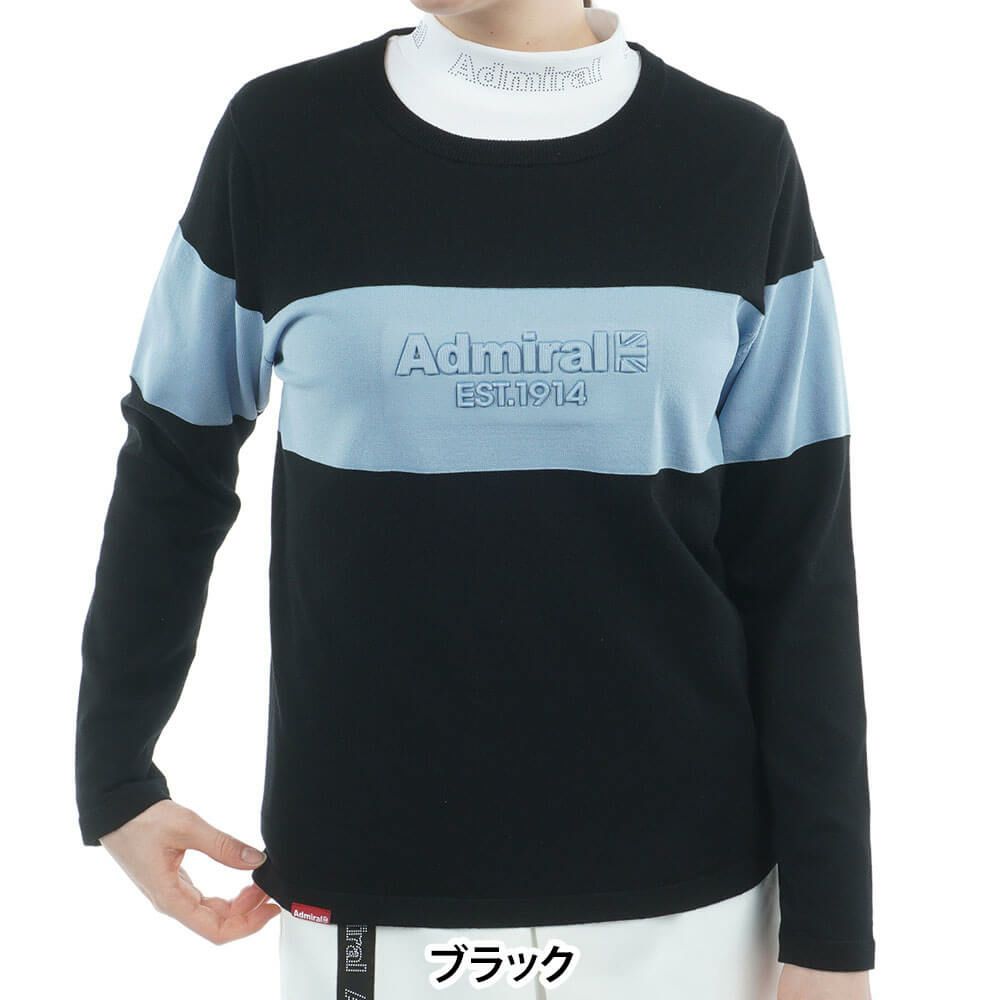 アドミラル Admiral　レディース マシュマロタッチ 長袖 クルーネック ライトニット セーター ADLA550　2025年モデル ブラック