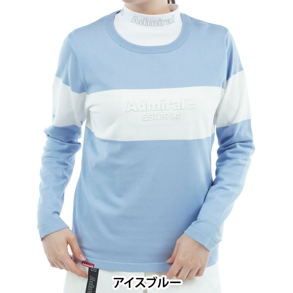 アドミラル Admiral　レディース マシュマロタッチ 長袖 クルーネック ライトニット セーター ADLA550　2025年モデル アイスブルー
