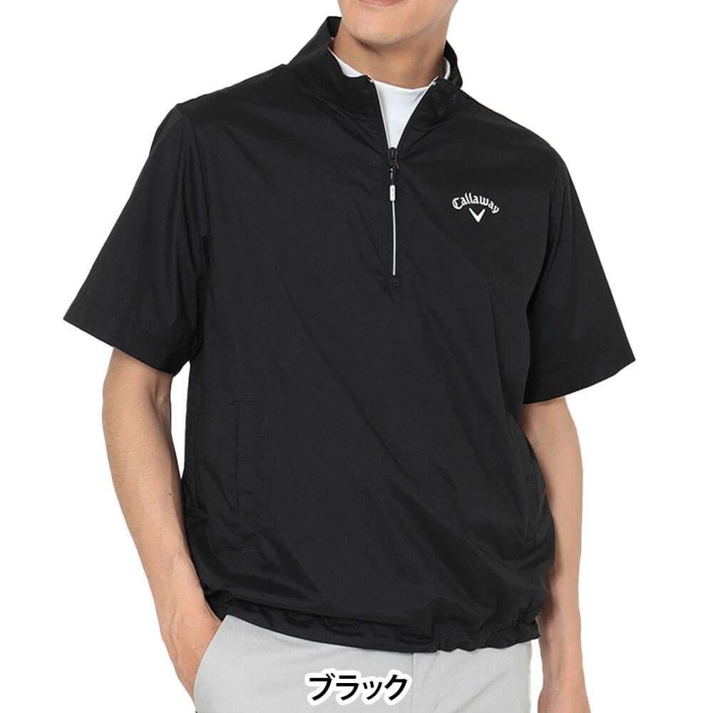キャロウェイ Callaway　メンズ ストレッチ ミニリップ ハーフジップ 半袖 ブルゾン C25216100　2025年モデル ブラック