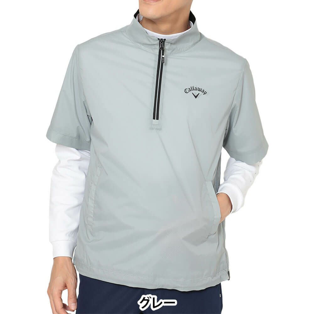 キャロウェイ Callaway　メンズ ストレッチ ミニリップ ハーフジップ 半袖 ブルゾン C25216100　2025年モデル グレー