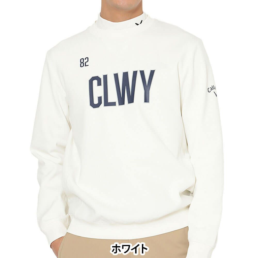 キャロウェイ Callaway　メンズ 鹿の子 ダブルニット 長袖 クルーネック スウェット C25217103　2025年モデル ホワイト