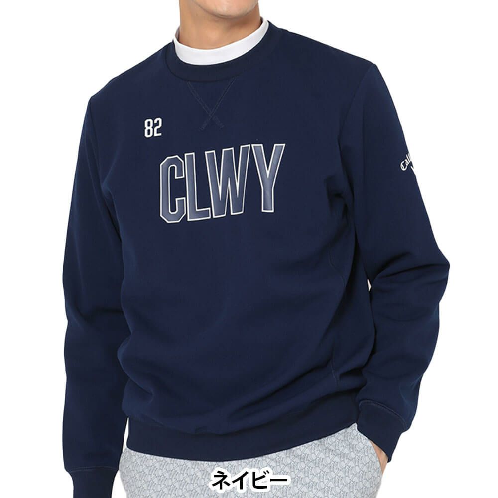 キャロウェイ Callaway　メンズ 鹿の子 ダブルニット 長袖 クルーネック スウェット C25217103　2025年モデル ネイビー